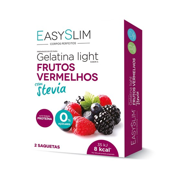 Easyslim Gelatina Light Frutos Vermelhos Stevia Saq X2