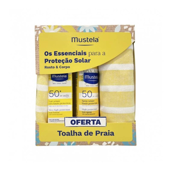 Mustela Leite Solar Proteção Muito Elevada SPF50+ 40mL & Spray Solar Proteção Elevada SPF50 200mL Oferta Toalha de Praia