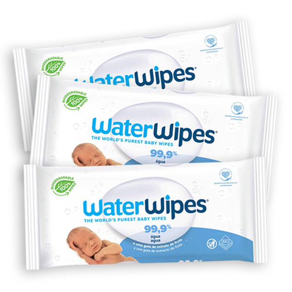 Waterwipes Toalhitas Biodegradaveis Bebe 60 X 3unidades